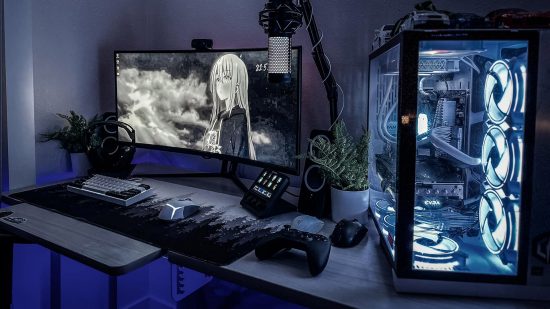 Nature meets machine in this bright and tidy PC gaming setup